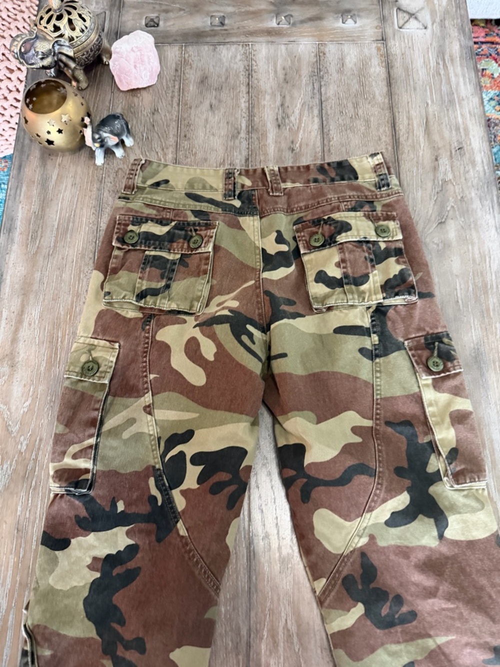 Camo Cargo Pants - Green Brown Black - Picture 11 of 15